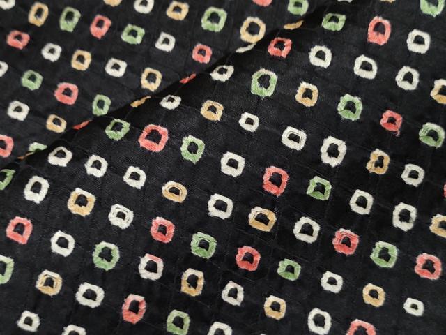 平和屋着物∞道行コート　総絞り　黒地　正絹　逸品　CAAW4824dy
