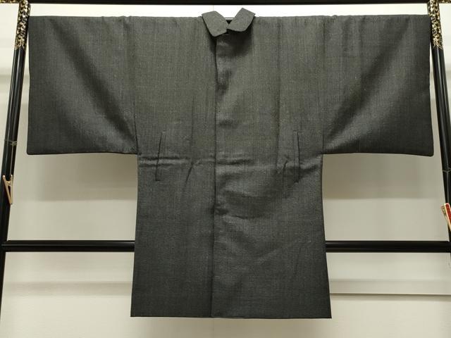 平和屋着物＃男性　和装コート　格子柄　ロング丈　ウール　CAAW4826dy
