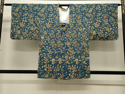 平和屋着物∞道行コート 草花文 鬼しぼ縮緬 正絹 逸品 CAAW4831dy