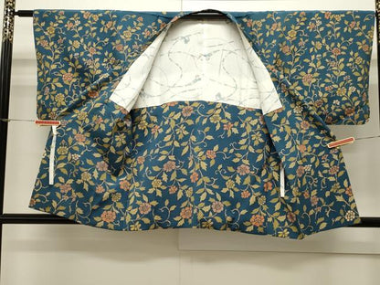 平和屋着物∞道行コート 草花文 鬼しぼ縮緬 正絹 逸品 CAAW4831dy