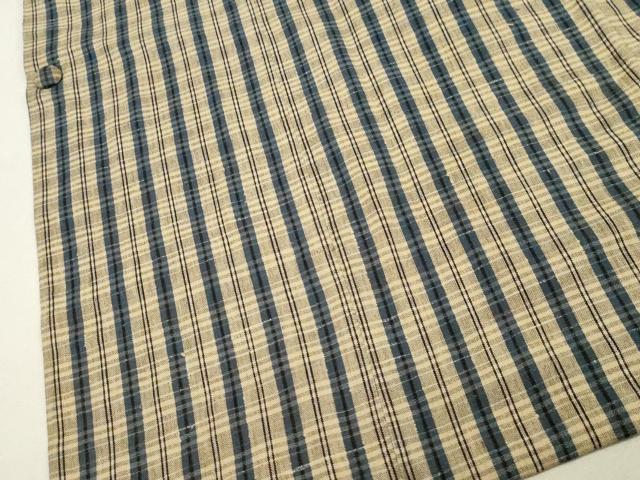 平和屋着物＃道行コート　紬地　格子柄　正絹　逸品　CAAW4834dy