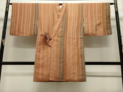 平和屋着物∞染色家 岩浅公展　道中着　縞　ロング丈　正絹　逸品　CAAW4838dy