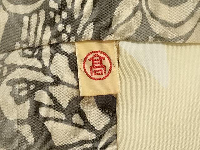 平和屋着物＃道中着　型染め　流水草花文　高島屋扱い　ロング丈　正絹　逸品　CAAW4839dy