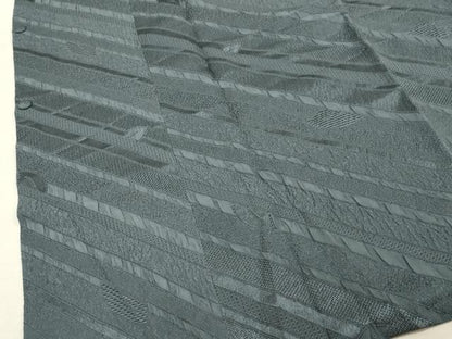 平和屋着物＃道行コート 絞り 斜線舞葉文 深川鼠色 ロング丈 正絹 逸品 未使用 CAAW4842dy