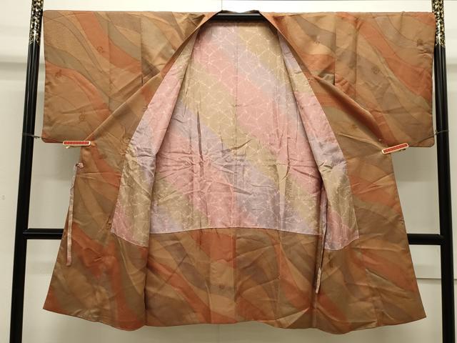 平和屋着物∞道行コート　道長舞花文　暈し染め　ロング丈　正絹　逸品　CAAW4845dy