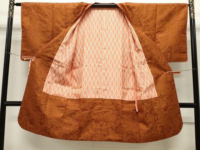 平和屋着物∞道行コート 陶器更紗花文 ロング丈 正絹 逸品 CAAW4848dy