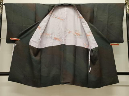 平和屋着物∞道行コート 流水舞蝶文 ロング丈 正絹 逸品 CAAW4850dy
