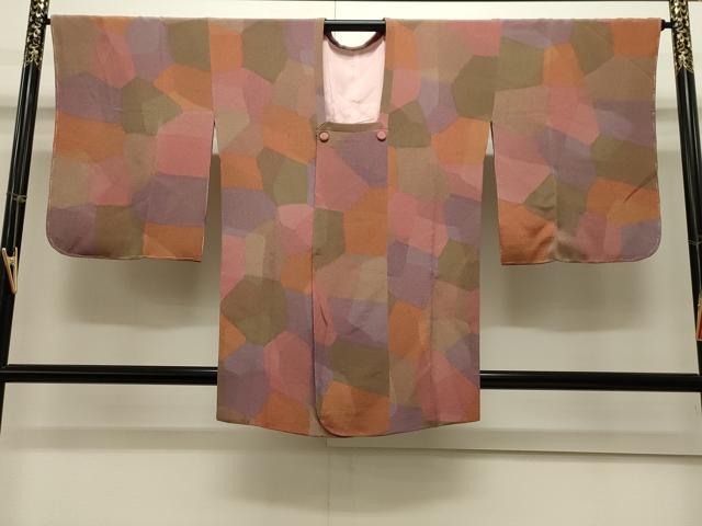 平和屋着物∞道行コート 切嵌文 鬼しぼ縮緬 正絹 逸品 未使用 CAAW4854dy