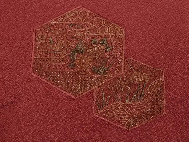 平和屋着物∞中国三大刺繍 スワトウ刺繍 道行コート 亀甲花文 金彩 正絹 逸品 CAAW4856dy