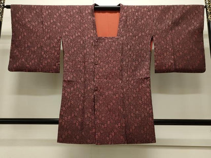 平和屋着物∞道行コート　ふくれ織　舞蝶文　ロング丈　正絹　逸品　CAAW4860dy
