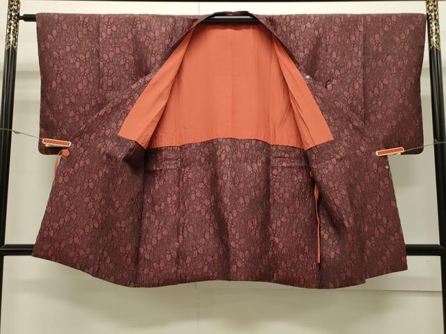 平和屋着物∞道行コート　ふくれ織　舞蝶文　ロング丈　正絹　逸品　CAAW4860dy