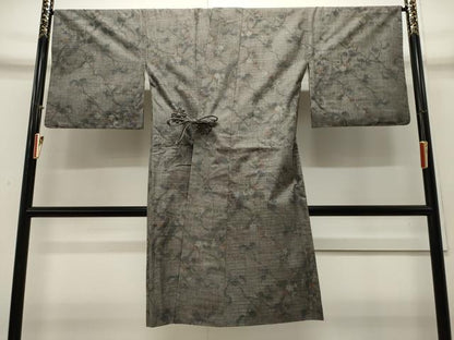 平和屋着物＃本場大島紬 道中着 7マルキ 枝花文 ロング丈 正絹 逸品 CAAW4907dy