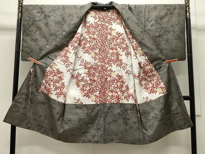 平和屋着物＃本場大島紬 道中着 7マルキ 枝花文 ロング丈 正絹 逸品 CAAW4907dy