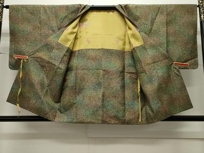 平和屋着物∞道行コート　紬地　霞文　正絹　逸品　未使用　CAAW4922dy
