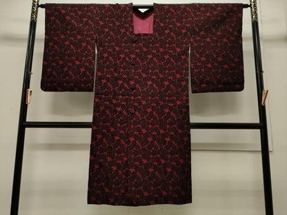 平和屋着物∞道行コート 輪奈ビロード 舞花文 ロング丈 正絹 逸品 CAAW4925dy