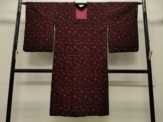 平和屋着物∞道行コート 輪奈ビロード 舞花文 ロング丈 正絹 逸品 CAAW4925dy