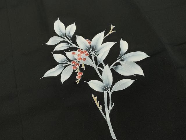 平和屋着物＃道行コート　南天文　黒地　正絹　逸品　未使用　CAAW4950dy