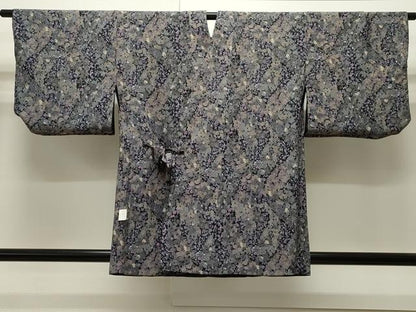 平和屋着物＃道中着　リバーシブル　黒地　洗える着物　CAAW4954dy