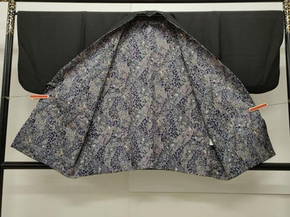 平和屋着物＃道中着　リバーシブル　黒地　洗える着物　CAAW4954dy