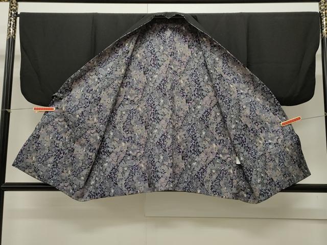平和屋着物＃道中着　リバーシブル　黒地　洗える着物　CAAW4954dy