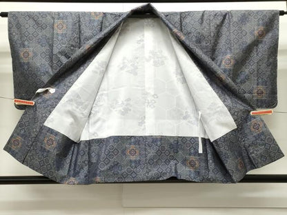 平和屋着物∞道中着 紬地 切嵌花文 正絹 逸品 未使用 CAAW4955dy