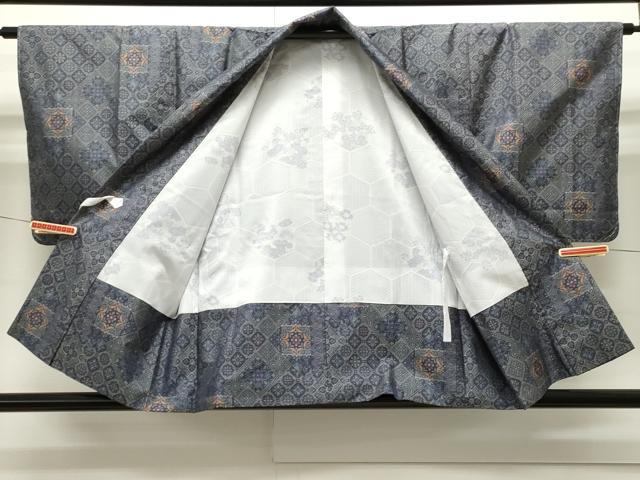 平和屋着物∞道中着 紬地 切嵌花文 正絹 逸品 未使用 CAAW4955dy