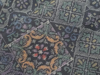 平和屋着物∞道中着 紬地 切嵌花文 正絹 逸品 未使用 CAAW4955dy