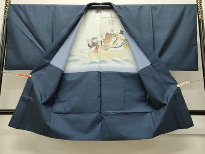 平和屋着物∞男性　本場大島紬　長羽織　100亀甲　総詰め　正絹　逸品　CAAW4959dy