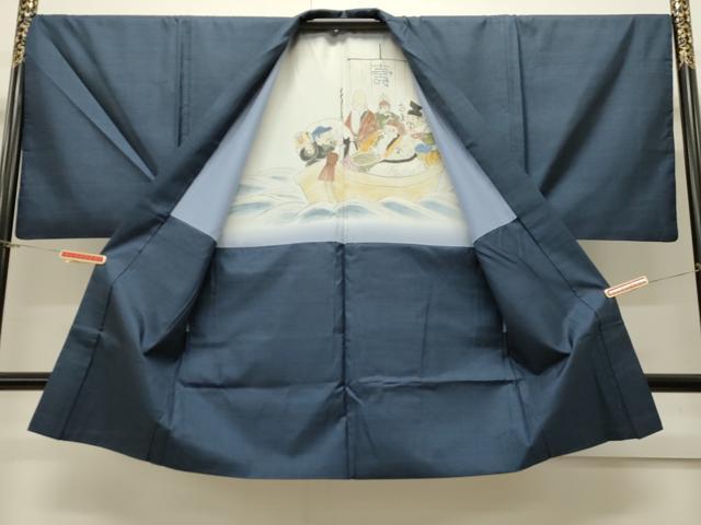 平和屋着物∞男性　本場大島紬　長羽織　100亀甲　総詰め　正絹　逸品　CAAW4959dy