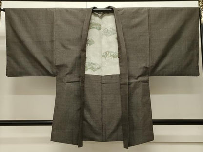 平和屋着物∞男性　羽織　紬地　80亀甲　総詰め　黒地　正絹　逸品　CAAW4968dy