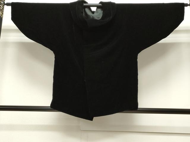 平和屋着物＃和装コート　ベロア　黒地　CAAW4975dy