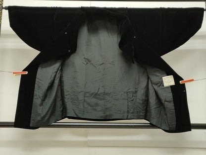 平和屋着物＃和装コート　ベロア　黒地　CAAW4975dy