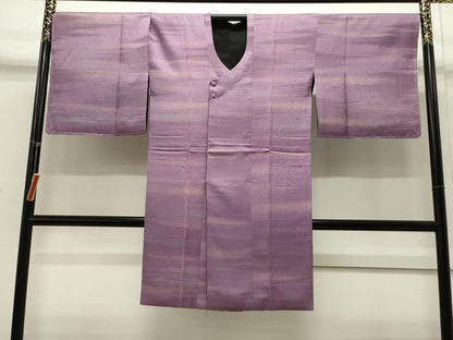 平和屋着物＃道行コート　リバーシブル　霞文　ロング丈　正絹　逸品　未使用　CAAW4980dy