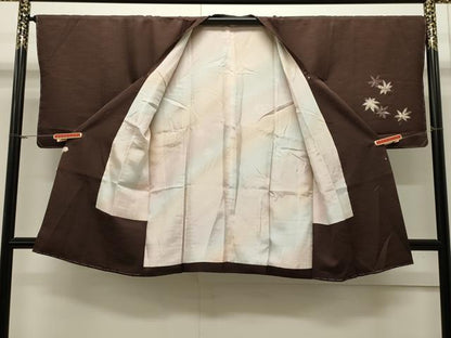 平和屋着物∞道行コート　舞葉文　正絹　逸品　CAAW4988dy