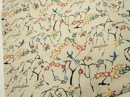 平和屋着物∞道行コート 型染め 花鳥文 正絹 逸品 CAAW4992dy
