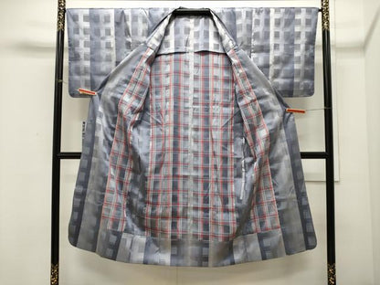平和屋着物＃道行コート　雨コート　単衣　吉祥文　ロング丈　正絹　逸品　未使用　CAAW4993dy