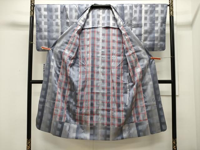 平和屋着物＃道行コート　雨コート　単衣　吉祥文　ロング丈　正絹　逸品　未使用　CAAW4993dy