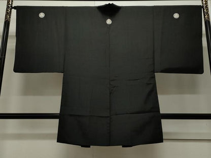 平和屋着物∞男性 黒紋付 長羽織 正絹 逸品 CAAW4994dy