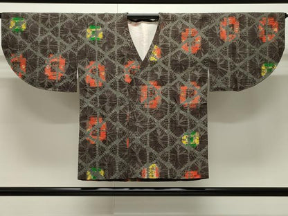 平和屋着物∞道行コート 杢目絞り 菱吉祥文 正絹 逸品 CAAW4995dy