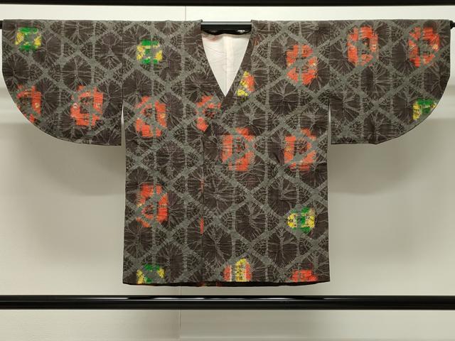 平和屋着物∞道行コート 杢目絞り 菱吉祥文 正絹 逸品 CAAW4995dy