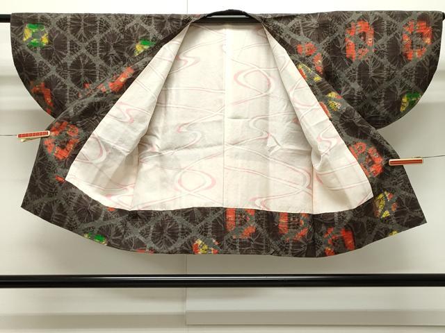 平和屋着物∞道行コート 杢目絞り 菱吉祥文 正絹 逸品 CAAW4995dy