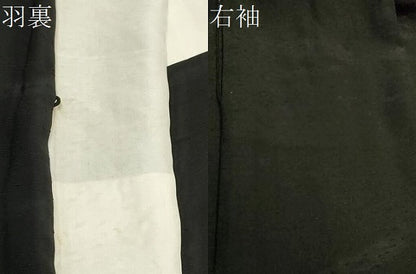 平和屋着物∞男性　紋付羽織　紬地　黒地　正絹　逸品　CAAW5001dy