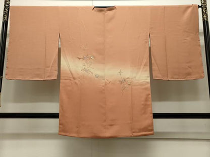 平和屋着物∞道行コート 総刺繍 駒刺繍 鈴 草木文 暈し染め 金糸 正絹 逸品 未使用 CAAW5002dy