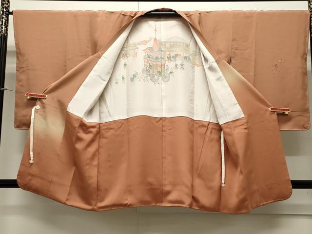平和屋着物∞道行コート 総刺繍 駒刺繍 鈴 草木文 暈し染め 金糸 正絹 逸品 未使用 CAAW5002dy