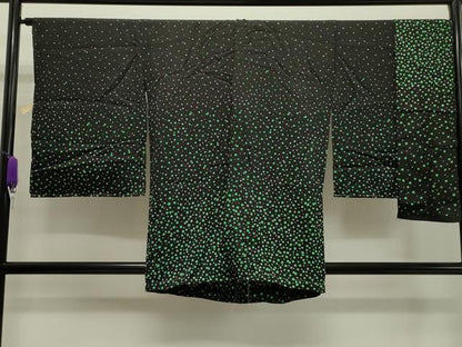 平和屋着物∞羽織 箔チラシ 黒地 衿付き 仮絵羽 正絹 逸品 CAAW5010dy