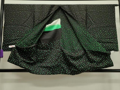 平和屋着物∞羽織 箔チラシ 黒地 衿付き 仮絵羽 正絹 逸品 CAAW5010dy