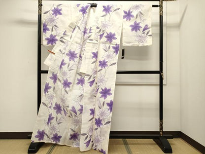 平和屋着物∴夏物　浴衣・つけ帯セット　百合　綿　未使用　CAAW5011dy