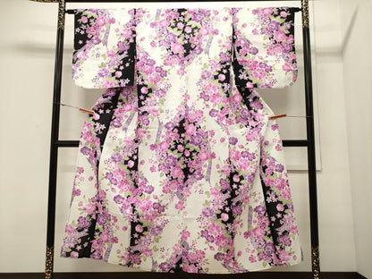 平和屋着物∴夏物 女の子 綿紅梅 浴衣 草花文 綿 逸品 CAAW5012dy