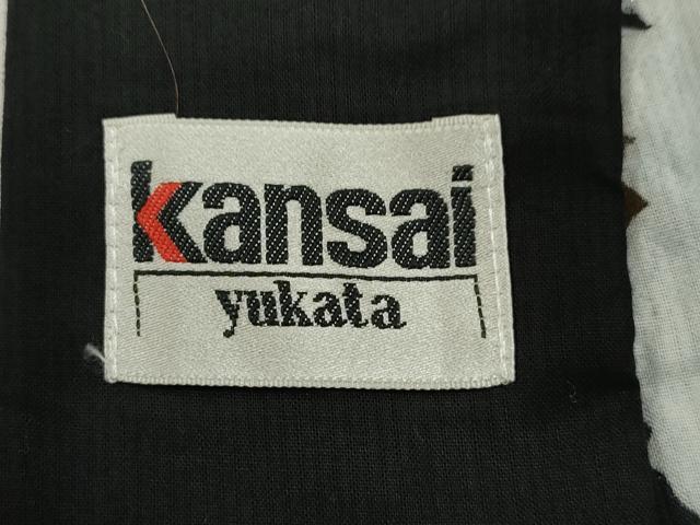 平和屋着物∴夏物　世界的ファッションデザイナー　山本寛斎　kansaiブランド　浴衣　花蝶文　黒地　金銀彩　綿　CAAW5013dy