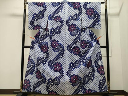 平和屋着物∴夏物 浴衣 有松鳴海絞り 流水舞花文 綿 逸品 CAAW5015dy